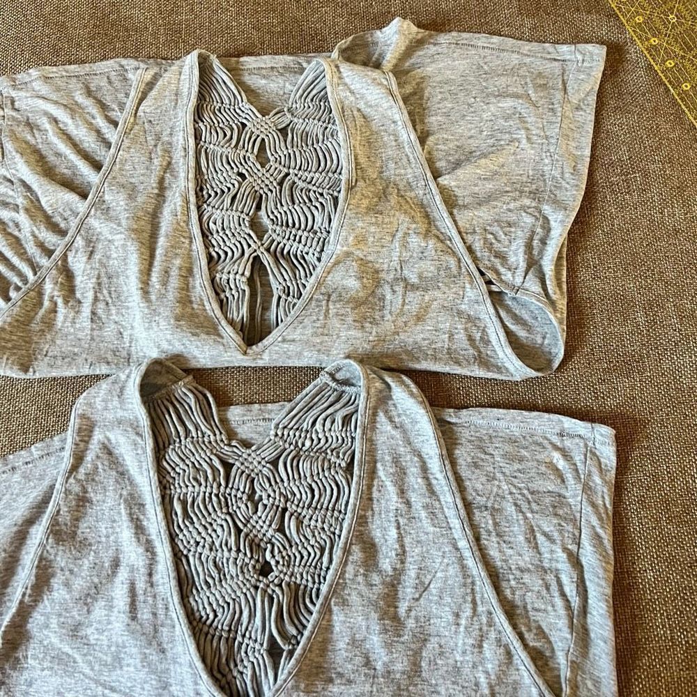 NWOT Free People Strappy Back Gray Woven Tank Top - Picture 6 of 15